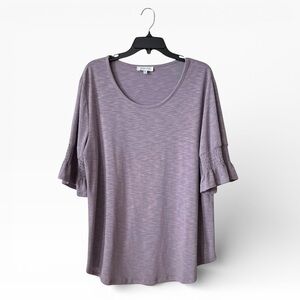 Grace and Lace Lavender Top Women's Size XL Stretch Smocked Ruffle Bell Sleeve